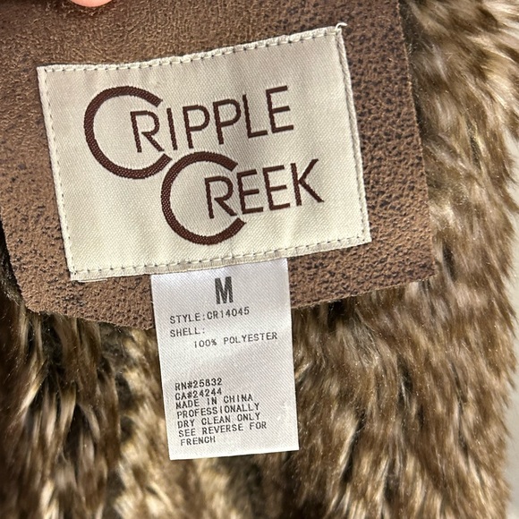 Vintage Cripple Creek brown winter fur trim embroidered winter vest Medium - Picture 14 of 15
